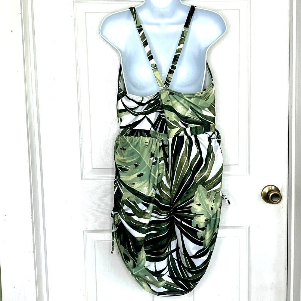 Swim by Cacique Lightly Lined No Wire 1 Piece Swimsuit Swim Dress sz 24 Tropical - Picture 2 of 13
